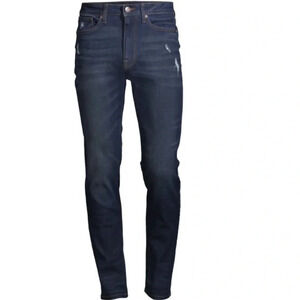 NEW MENS NO BOUNDARIES SLIM FIT STRAIGHT BLUE STRETCH JEANS PANTS DARK WASH